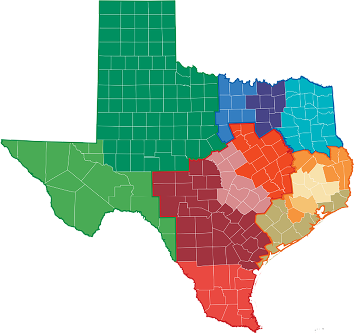 Map of Texas Healthcare Regions
